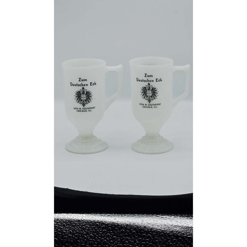 Vtg “Zum Deutschen Eck” White Alpine Coffee Tea Cup Mug Souvenir Milk Glass 8oz